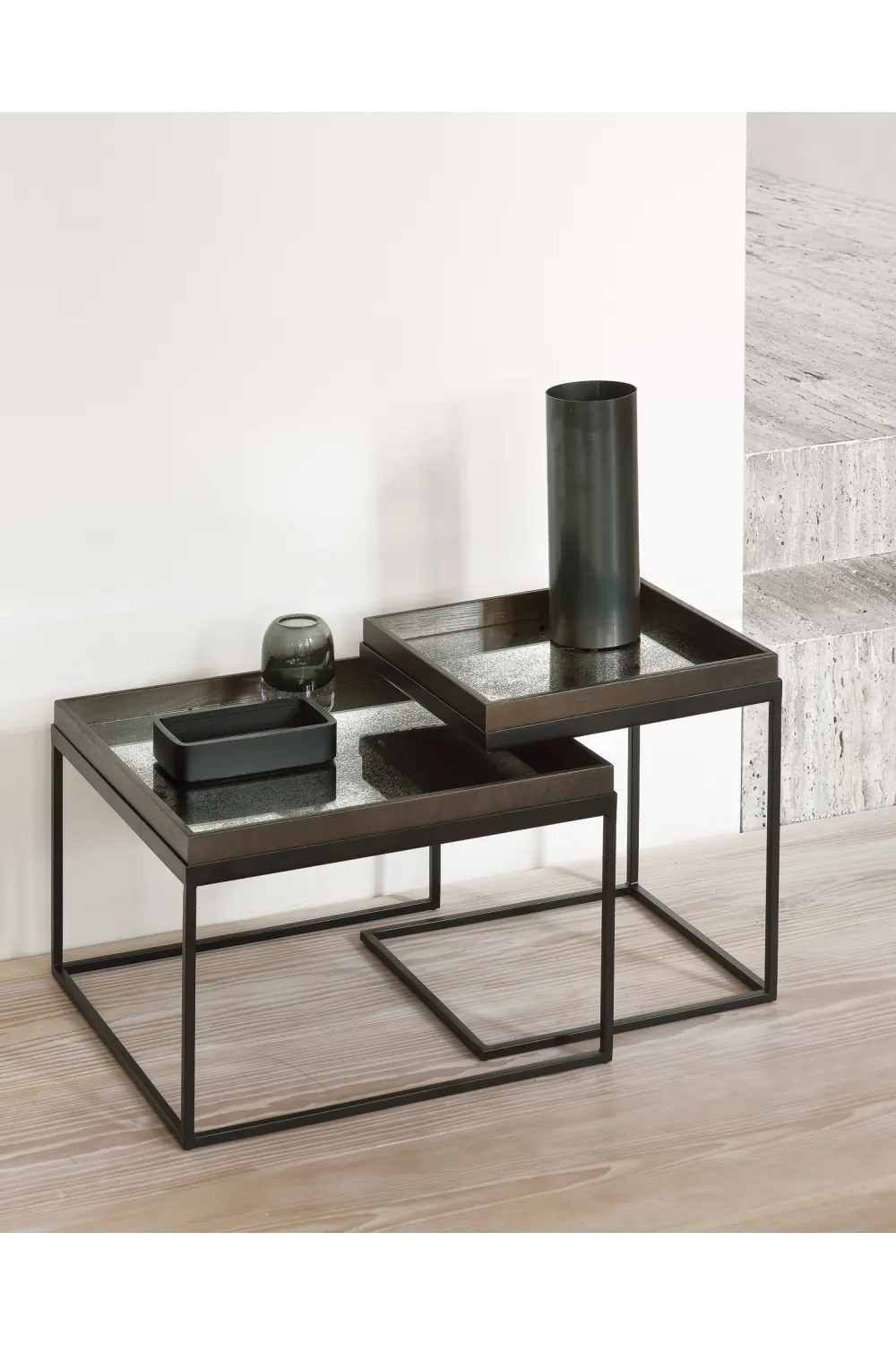 Black Nesting Coffee Tables (2) | Ethnicraft Square Tray