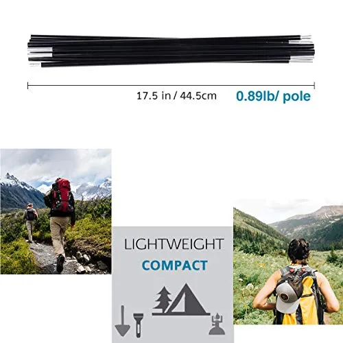 BRILLIANCE4U Tent Poles Replacement 20ft 1.5 in, 9.5mm 3/8 T6 Heated Aluminum Alloy Tent Rod, 1 Pole Pack
