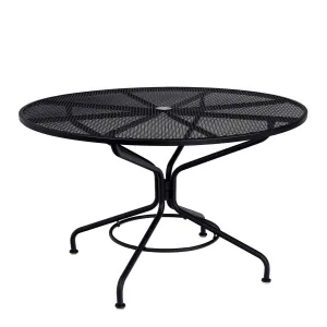 Café Series Textured Black Contract  48" Round Mesh Top Umbrella Table By Woodard