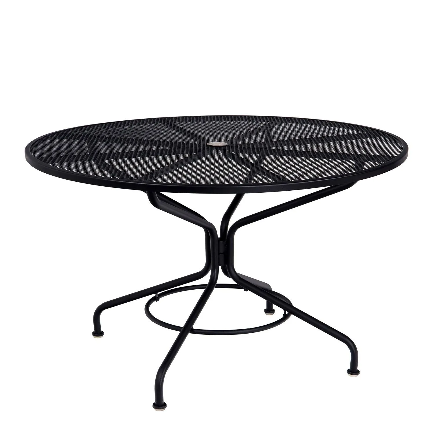 Café Series Textured Black Contract  48" Round Mesh Top Umbrella Table By Woodard