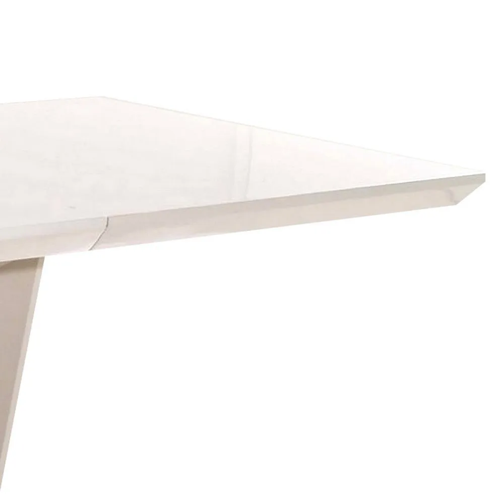 Col 71-95 Inch Extendable Dining Table, U Shaped Pedestal Base, White  By Casagear Home