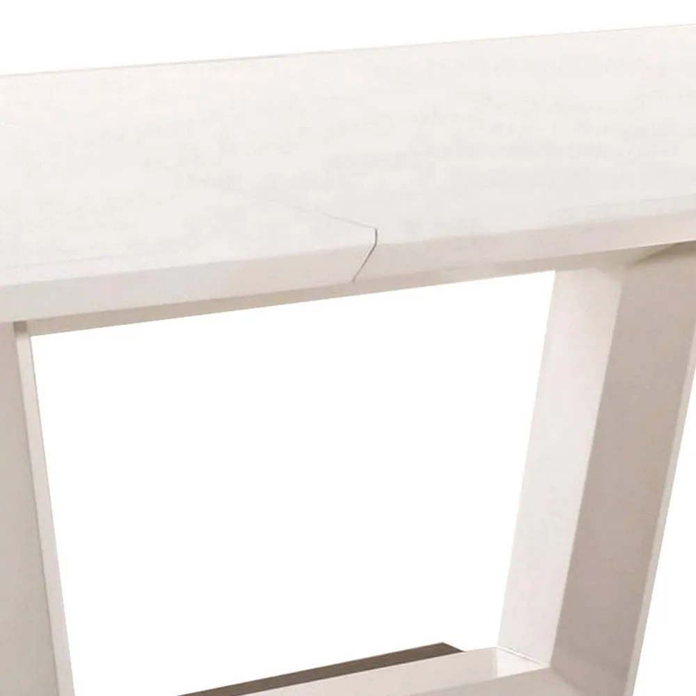 Col 71-95 Inch Extendable Dining Table, U Shaped Pedestal Base, White  By Casagear Home