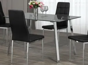 Compact Clear Glass Dining Table