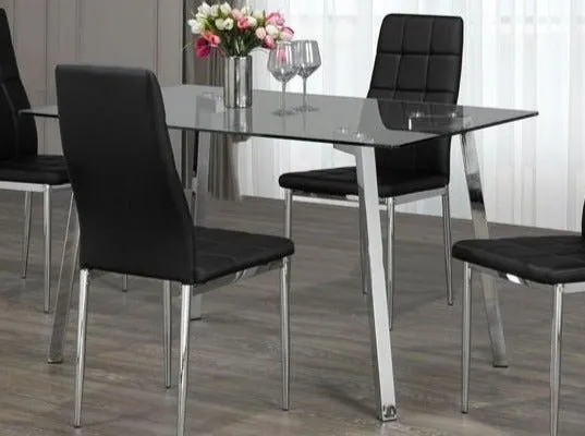 Compact Clear Glass Dining Table
