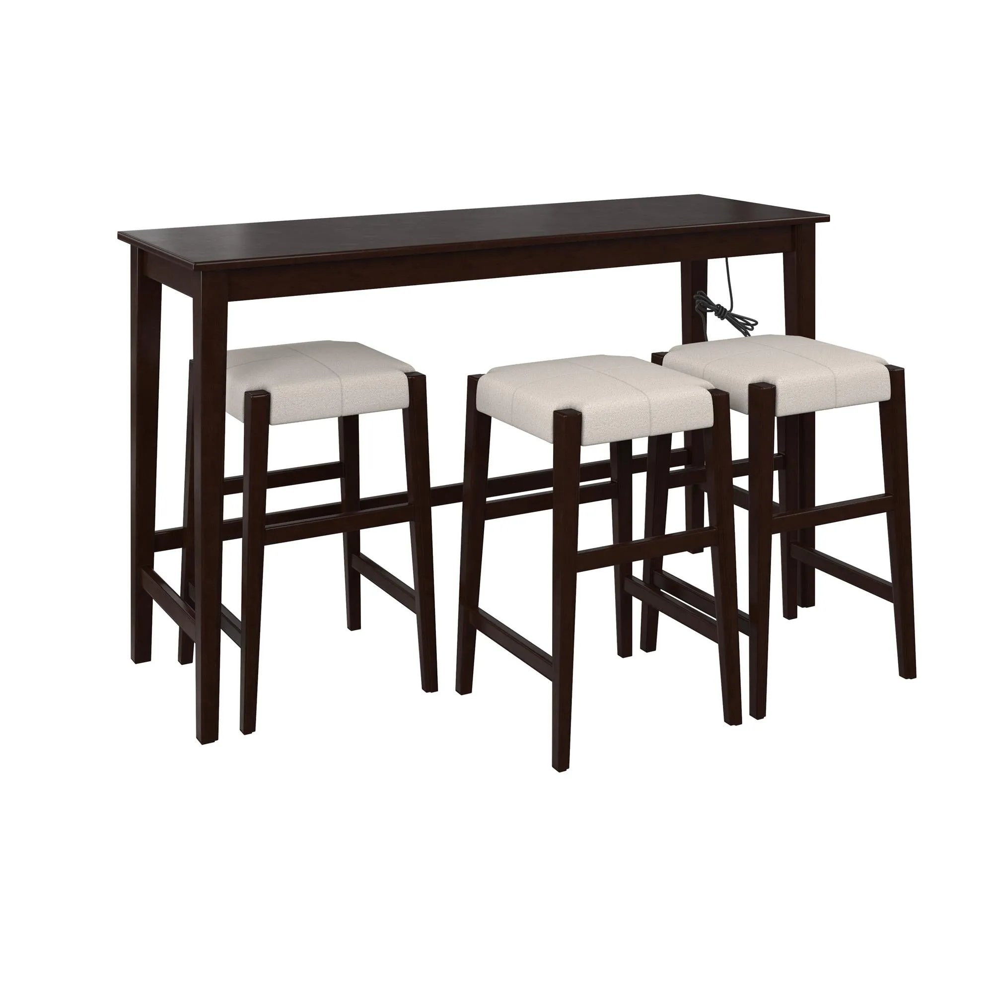 Dallon Sofa Table with 3 Stools and USB Charger