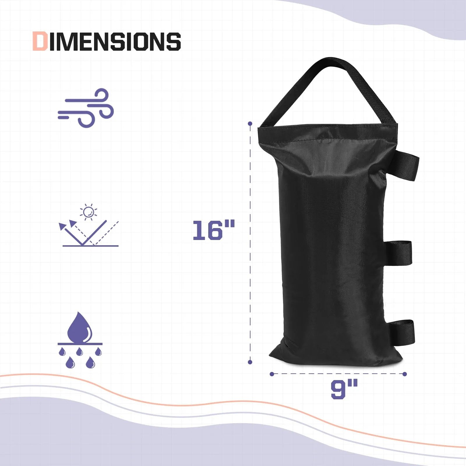 EAGLE PEAK Canopy and Tent Weight Bags, 4-Pack, Holds Up to 16lbs per Sand Bag, Set of 4 (Sand purchased separately)