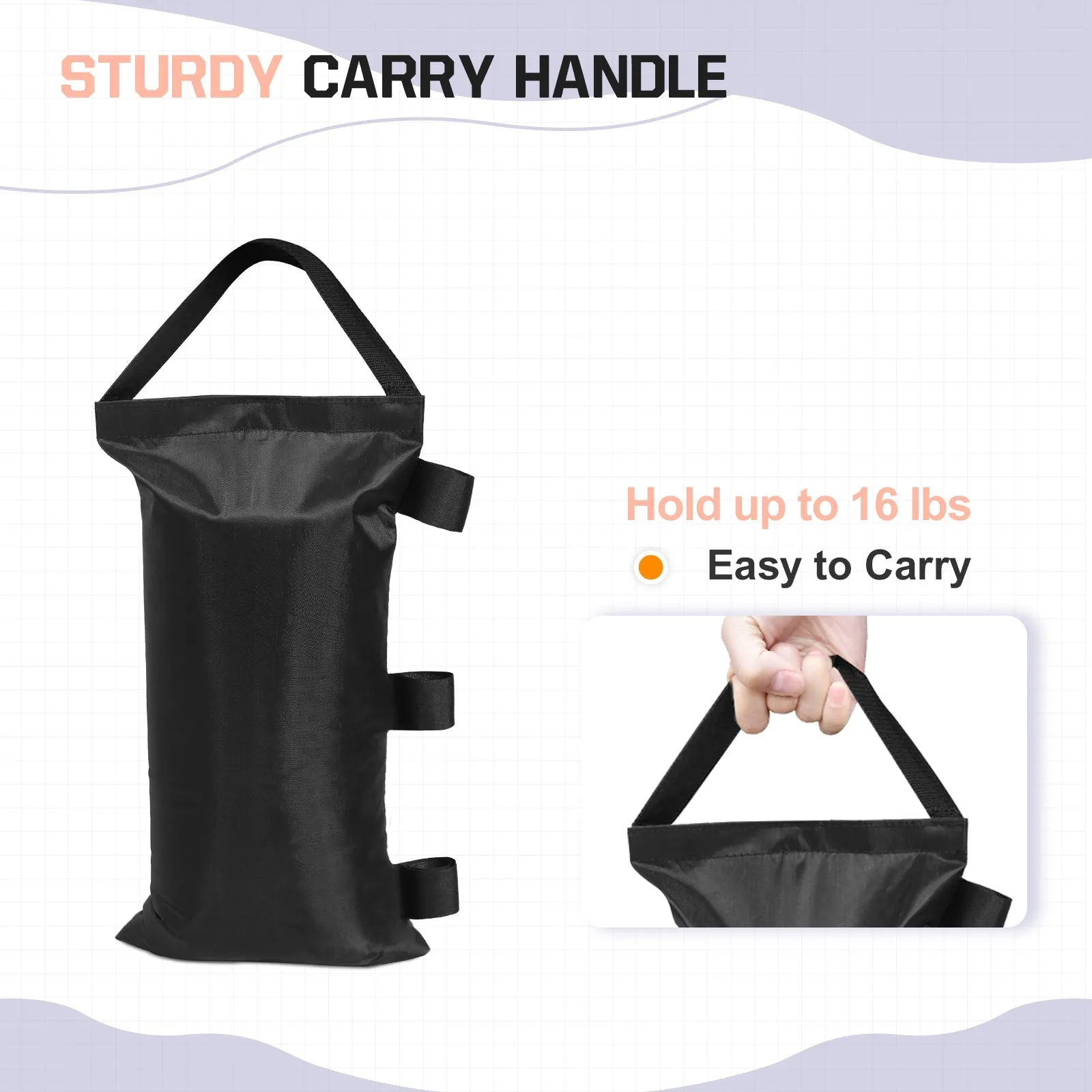 EAGLE PEAK Canopy and Tent Weight Bags, 4-Pack, Holds Up to 16lbs per Sand Bag, Set of 4 (Sand purchased separately)