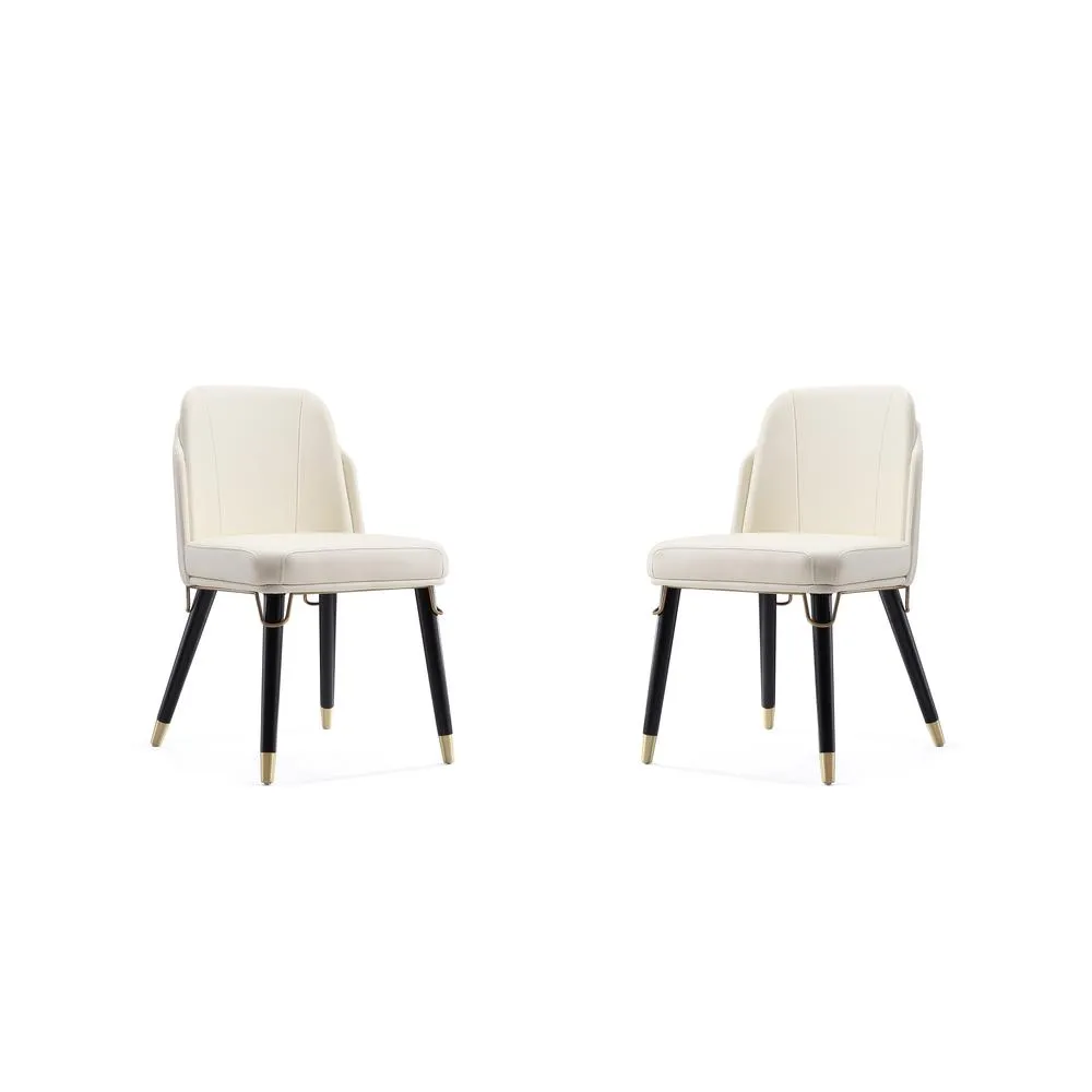 Estelle Dining Chair in Cream and Black (Set of 2) By Manhattan Comfort