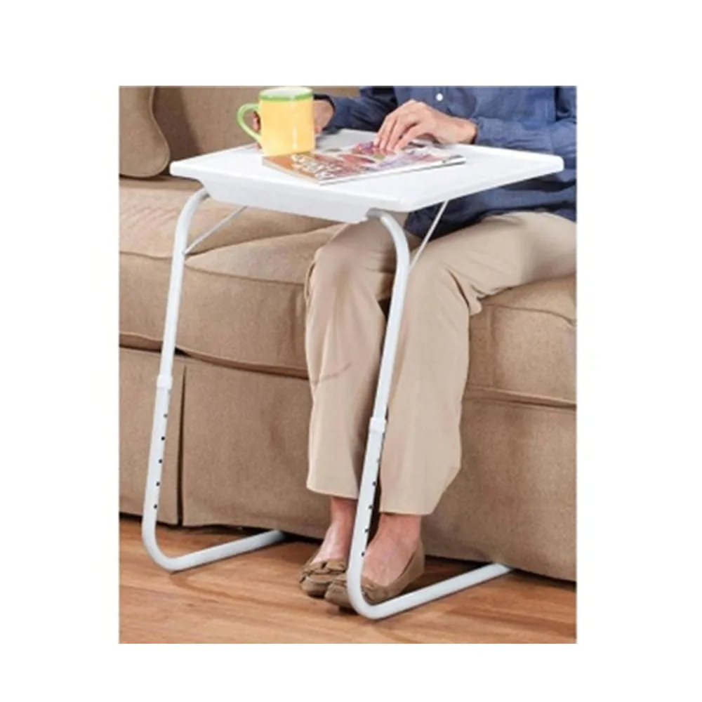 Folding Table Adjustable Desk Tray Cup Holder Eat  Work Foldable Under Sofa Bed