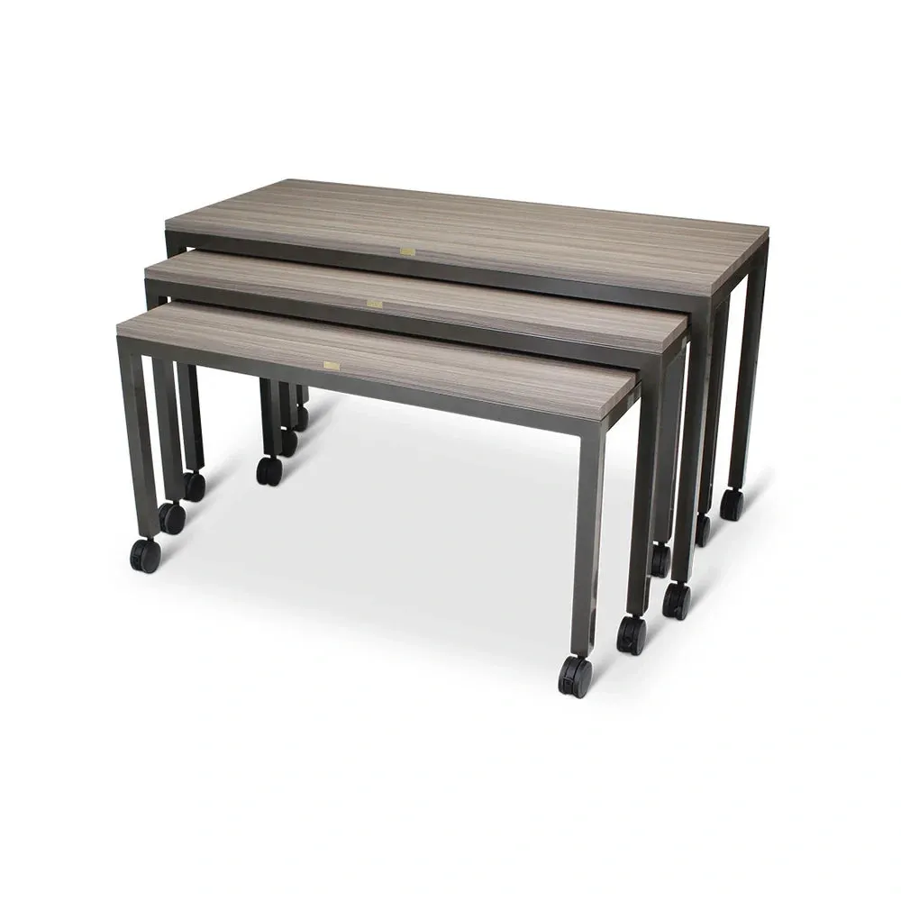 Forbes Industries 7402 30" Claremont Three Nesting Tables Set of 3 Tables with Powder Epoxy Painted Steel Frames and Swivel Casters