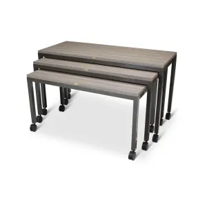 Forbes Industries 7402 30" Claremont Three Nesting Tables Set of 3 Tables with Powder Epoxy Painted Steel Frames and Swivel Casters