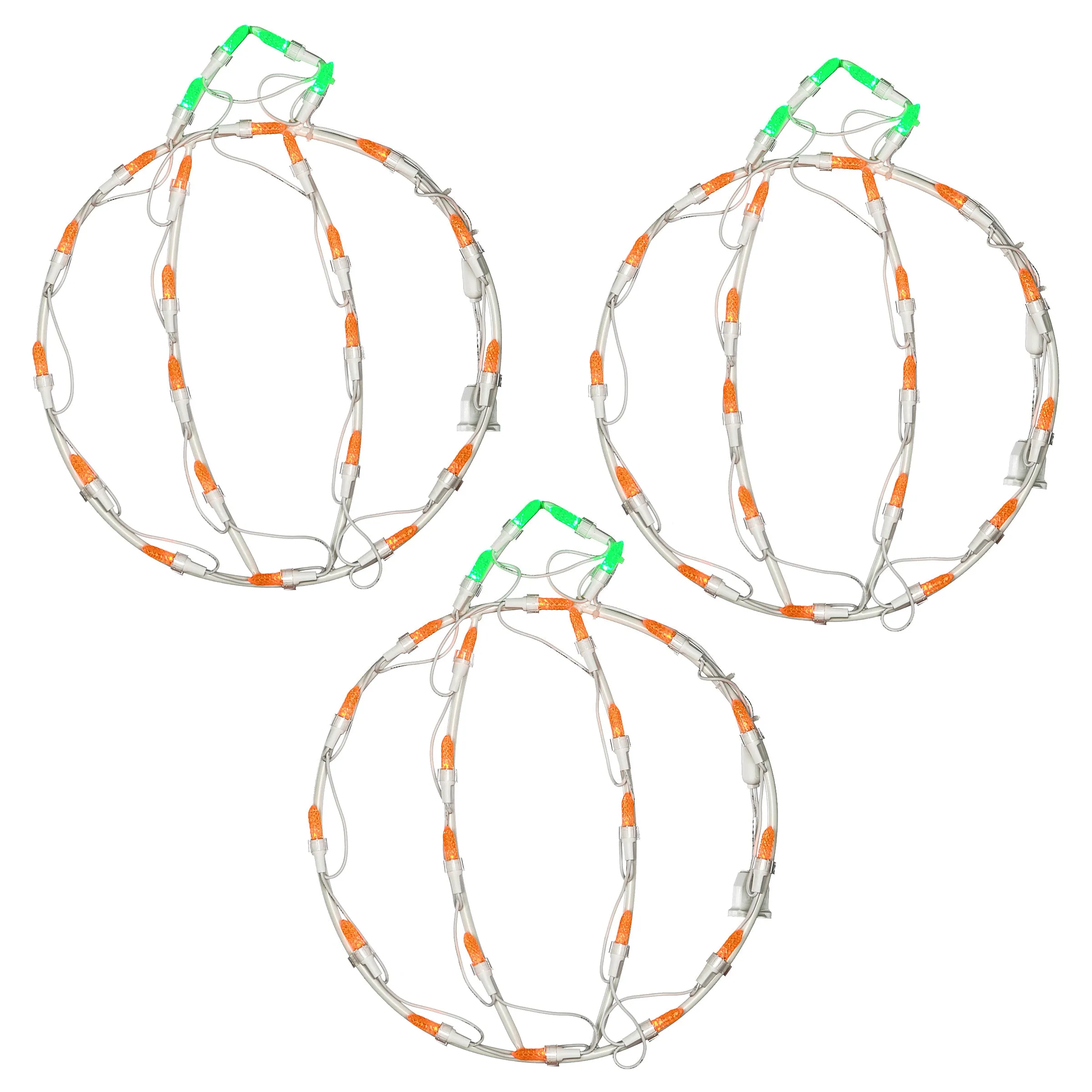 Halloween Lighted Sign Decoration, White, Mini Pumpkin Trio, LED Lights, Plug In, 14 Inches