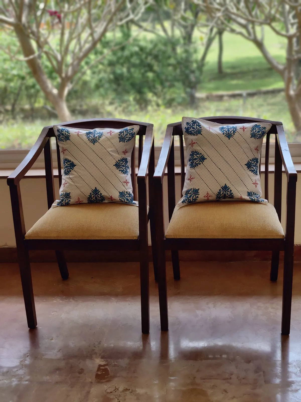 Hand Block Printed Cushion Cover Indigo