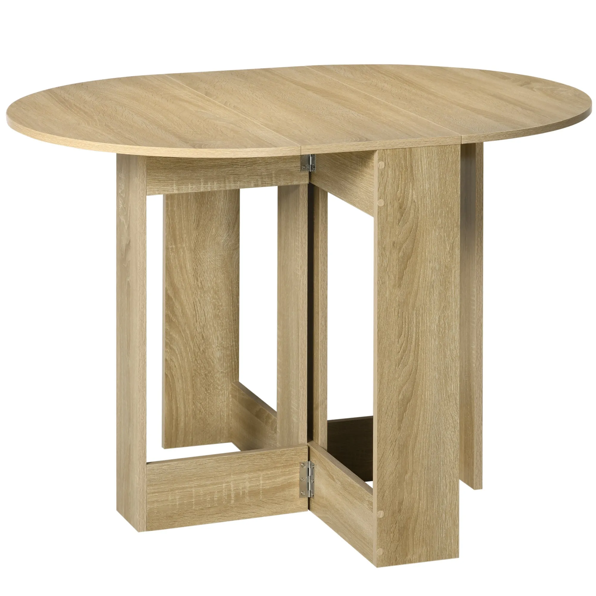 HOMCOM Folding Dining Table Foldable Drop Leaf Dinner Table for Kitchen Oak