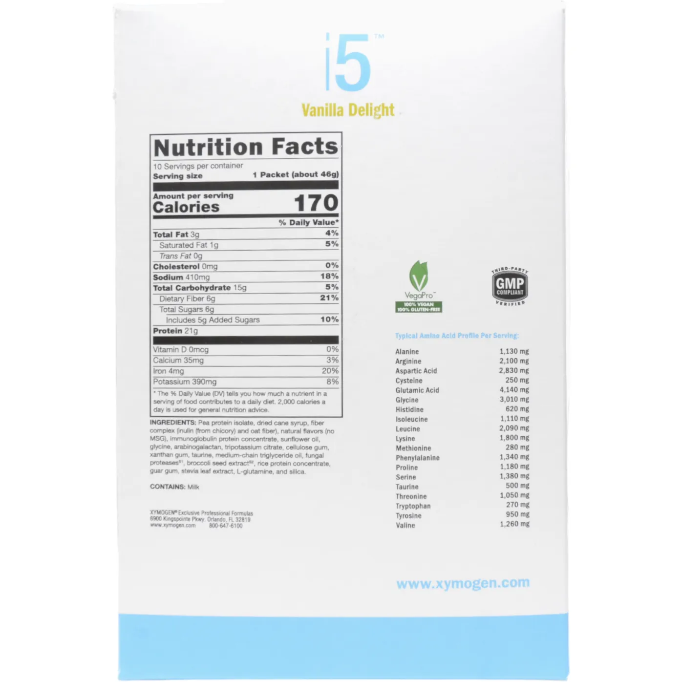 i5 Vanilla Delight 10 Servings by Xymogen