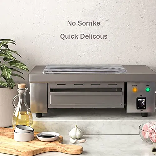 Indoor Barbecue Electric Grill, Indoor Smokeless Grill Stainless Steel Commercial and Family use Griddle Korean BBQ Grill, Suit for Cafe Restaurant Camping Party Buffet 120V,1800W
