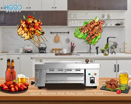 Indoor Barbecue Electric Grill, Indoor Smokeless Grill Stainless Steel Commercial and Family use Griddle Korean BBQ Grill, Suit for Cafe Restaurant Camping Party Buffet 120V,1800W