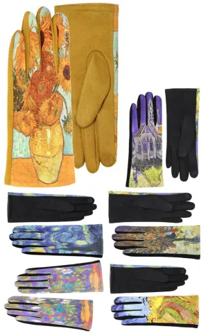 LOG160 Painting Inspired Pattern Screen Touch Gloves (12prs Pack)