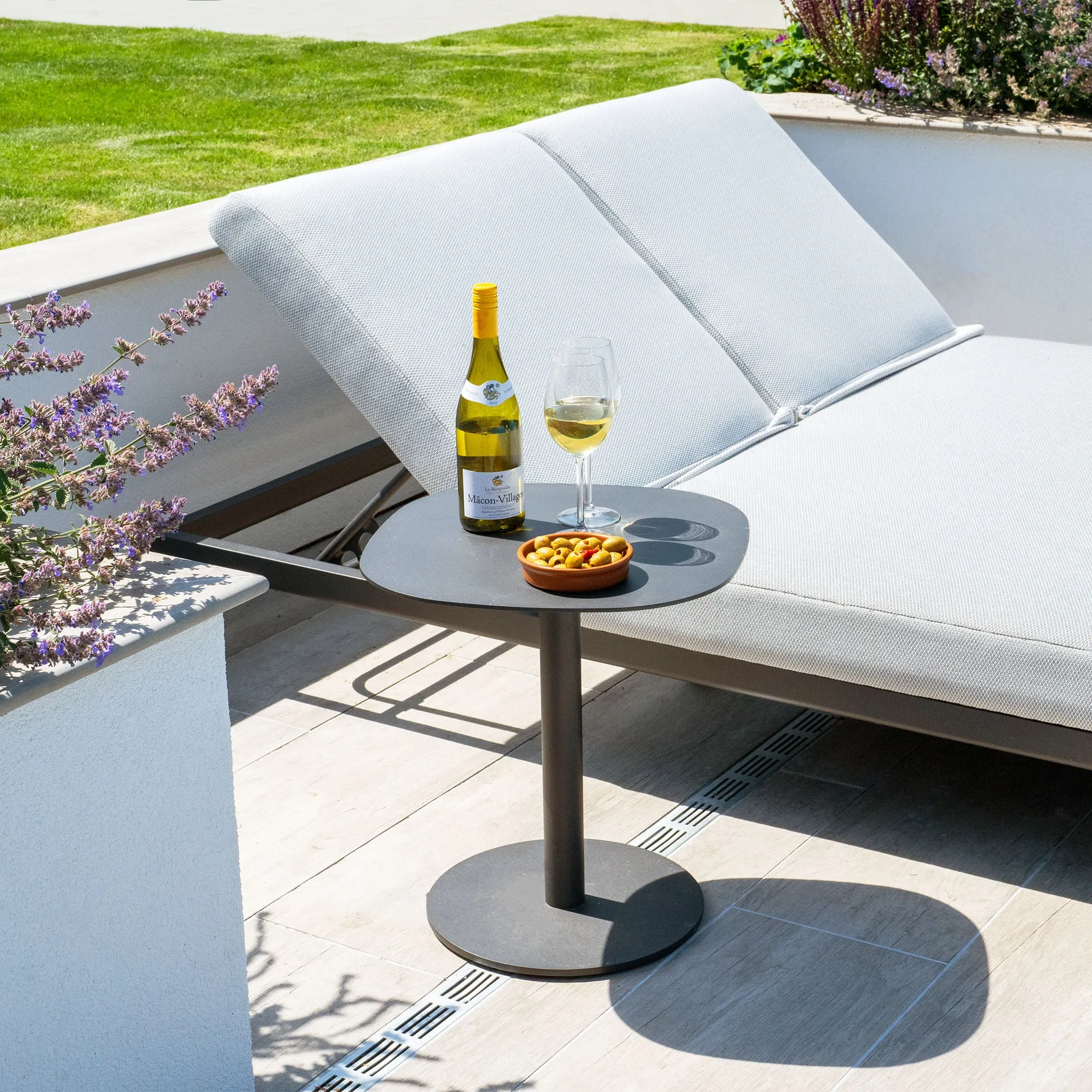 Luna Outdoor Fabric Double Sun Lounger in Oyster Grey