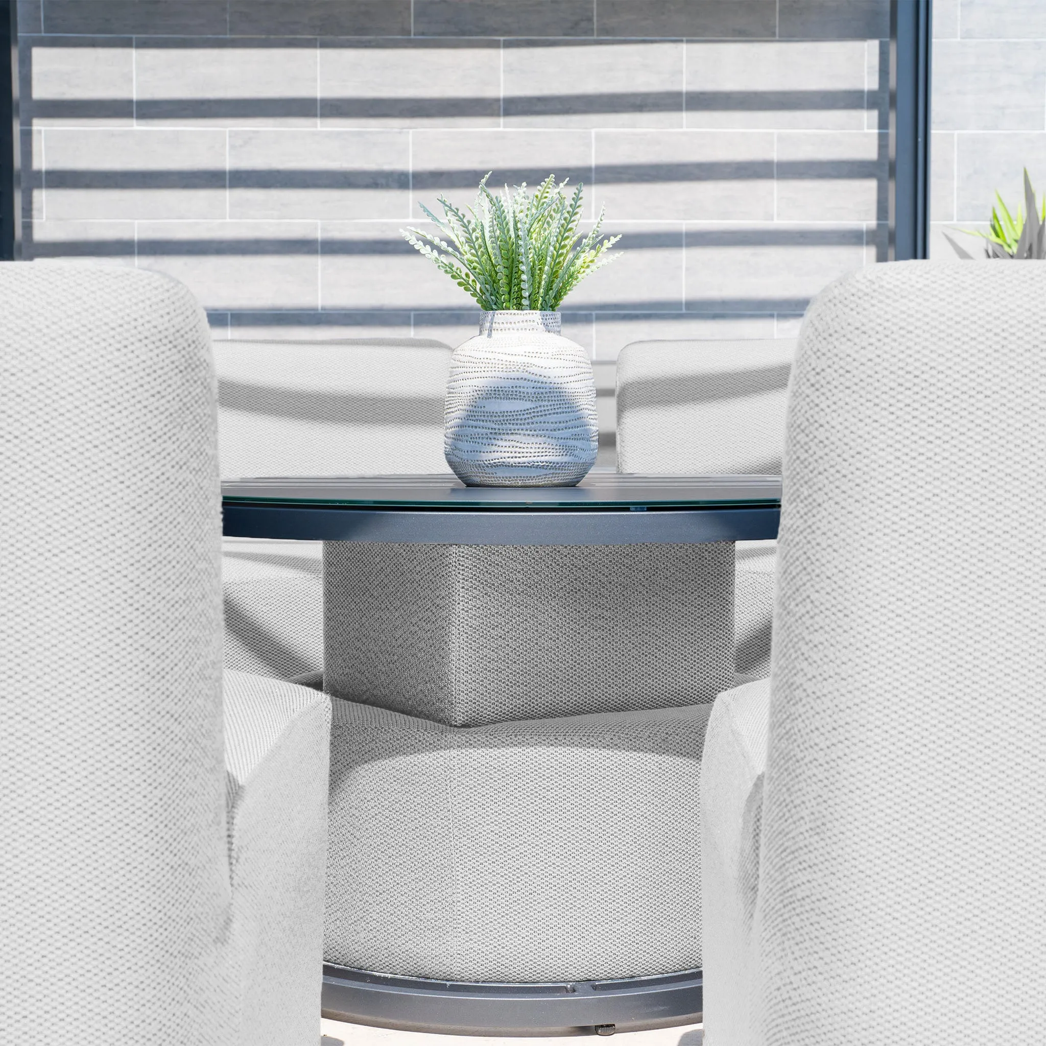 Luna Outdoor Fabric Lifestyle Suite with 4 Sofas in Oyster Grey