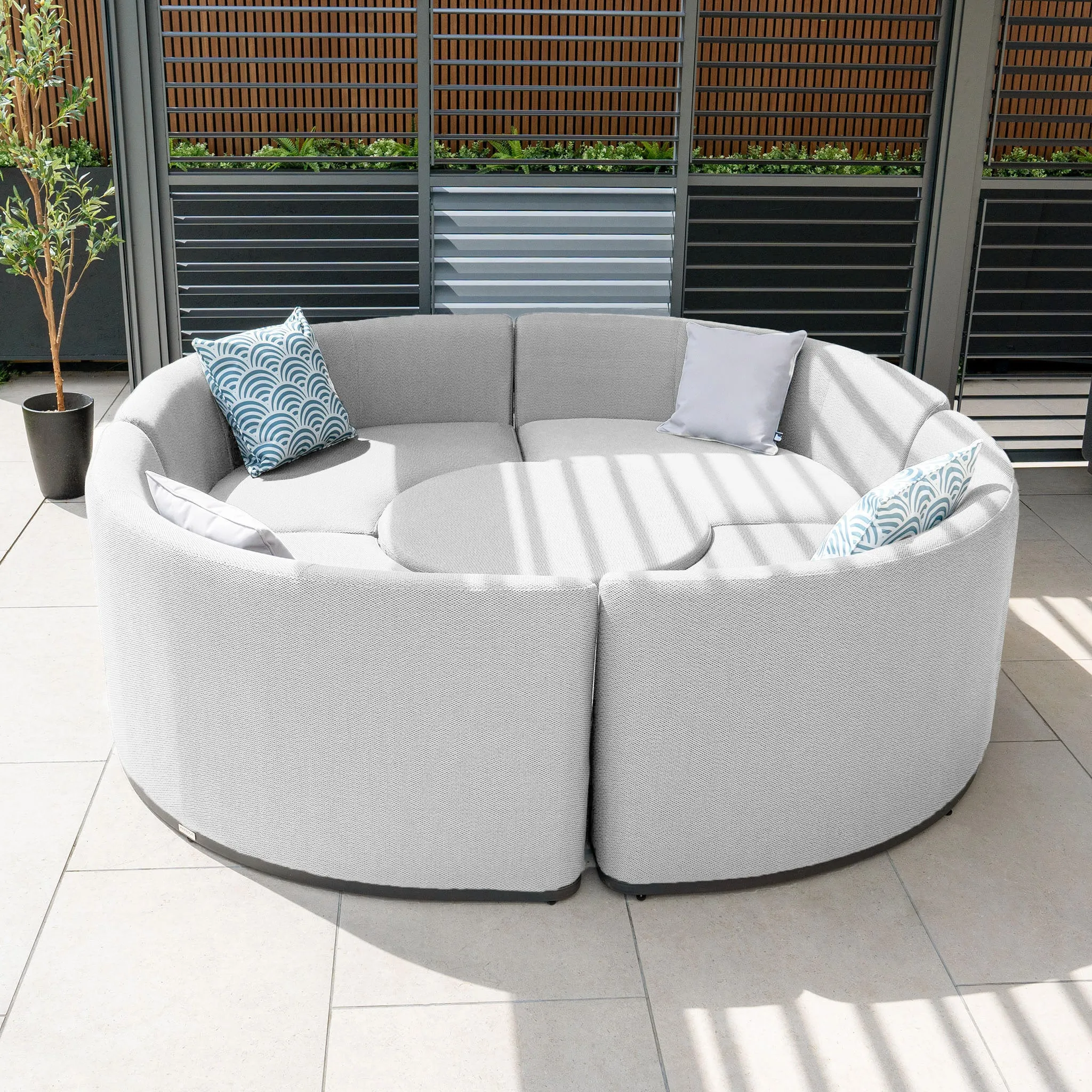 Luna Outdoor Fabric Lifestyle Suite with 4 Sofas in Oyster Grey