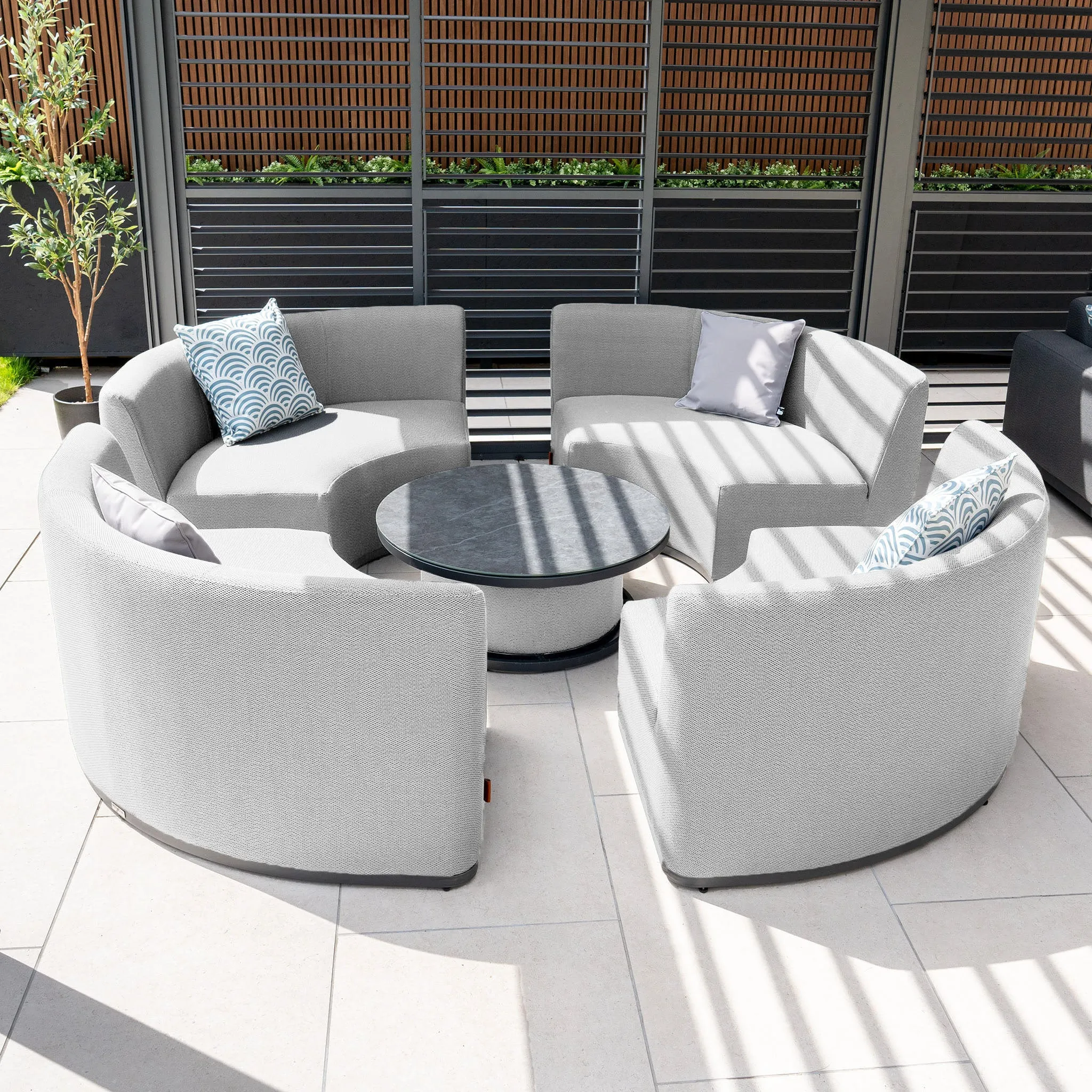 Luna Outdoor Fabric Lifestyle Suite with 4 Sofas in Oyster Grey