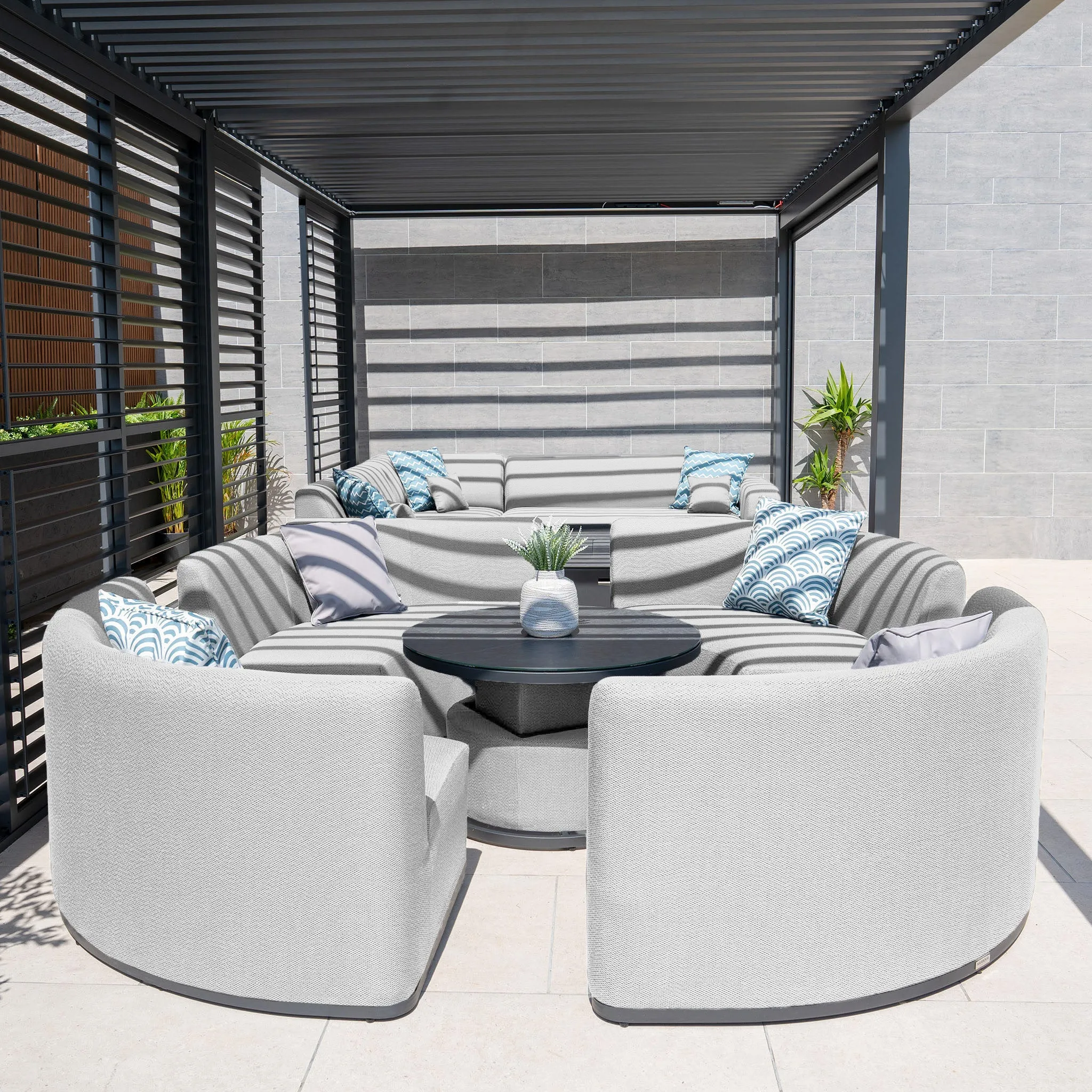 Luna Outdoor Fabric Lifestyle Suite with 4 Sofas in Oyster Grey