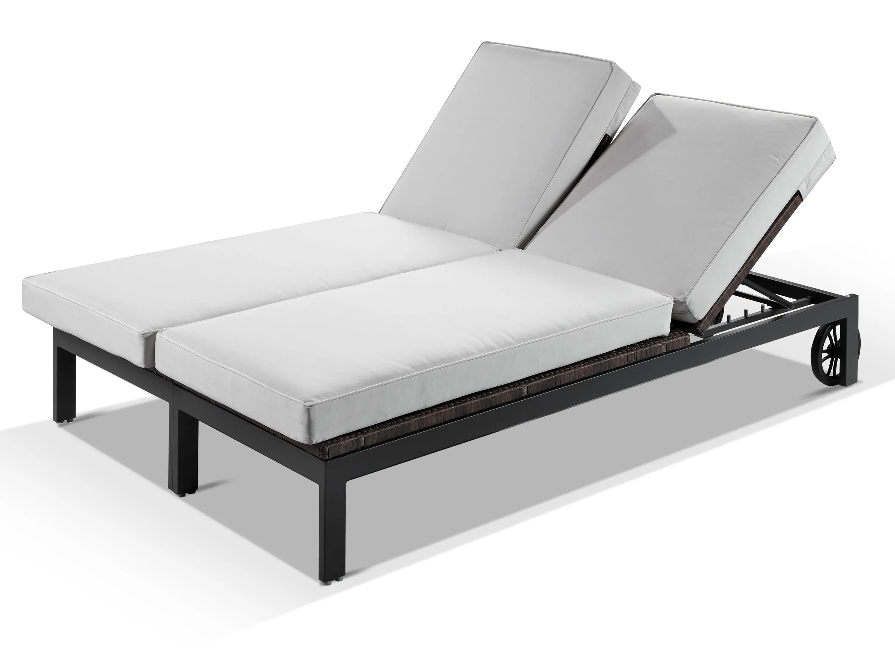 Milano Sunbrella White Fabric Outdoor Sun Lounger Set