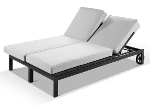 Milano Sunbrella White Fabric Outdoor Sun Lounger Set