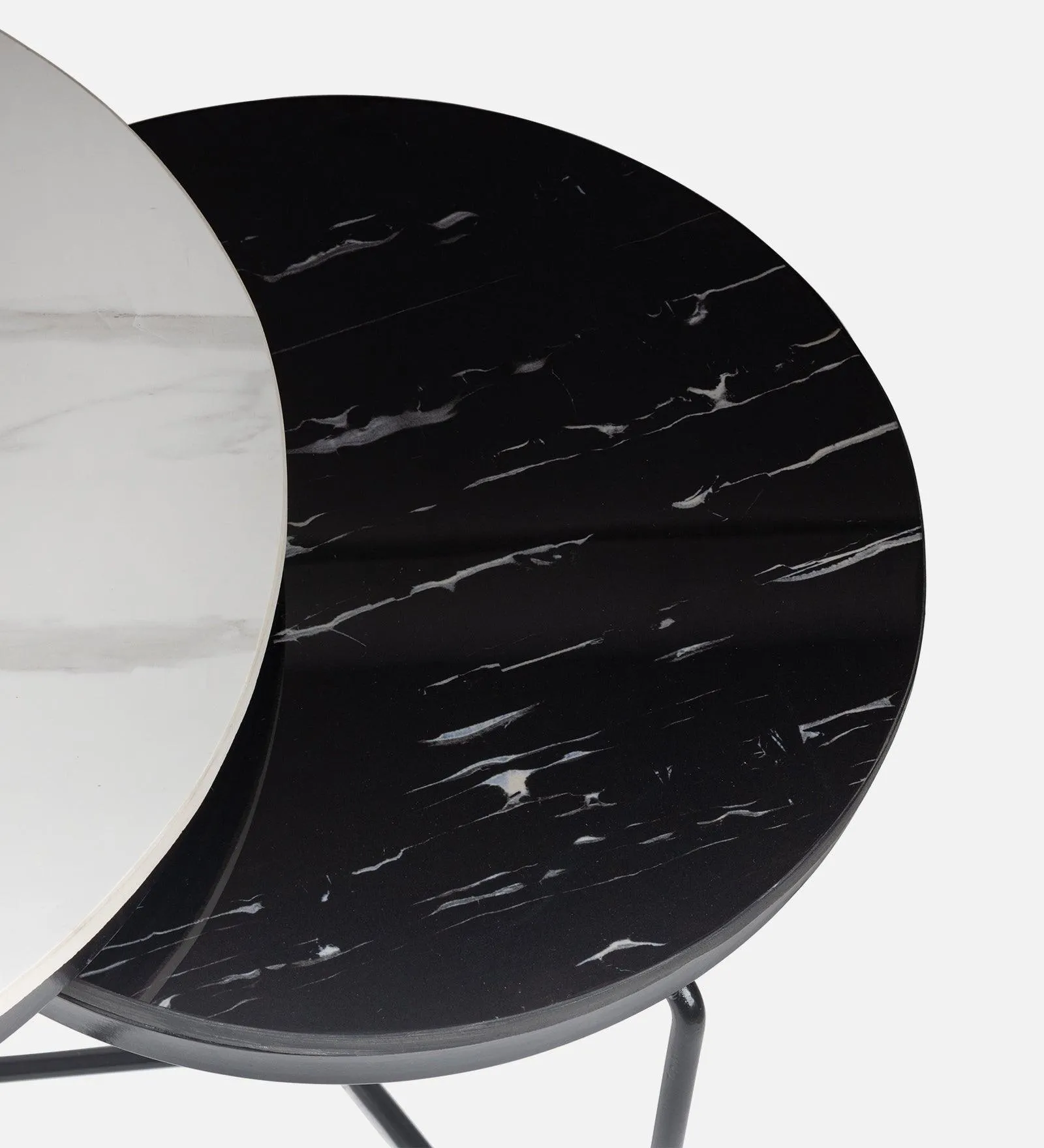 Minimal Nesting Tables with Marble Top | Set of 2 Center Coffee Table for Living Room