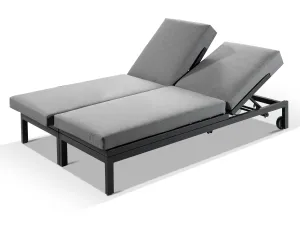 Moderno Sunbrella Grey Fabric Outdoor Sun Lounger Set