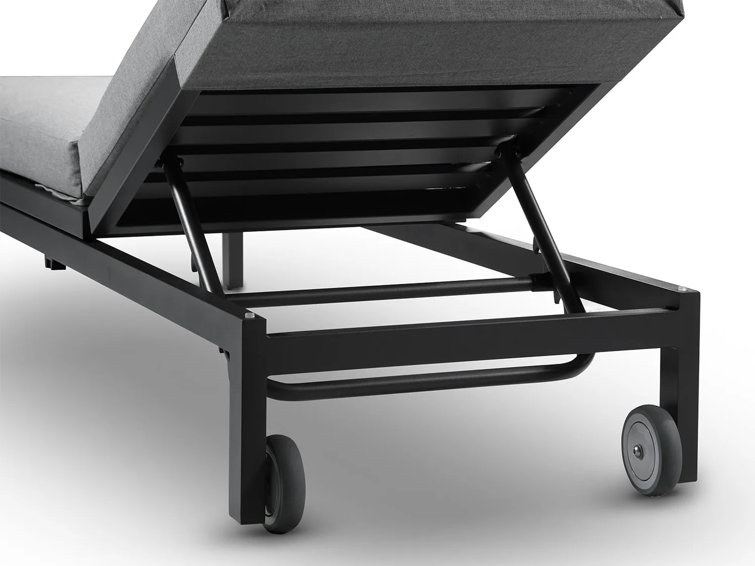 Moderno Sunbrella Grey Fabric Outdoor Sun Lounger Set