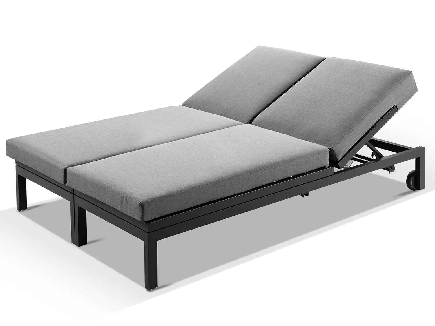 Moderno Sunbrella Grey Fabric Outdoor Sun Lounger Set