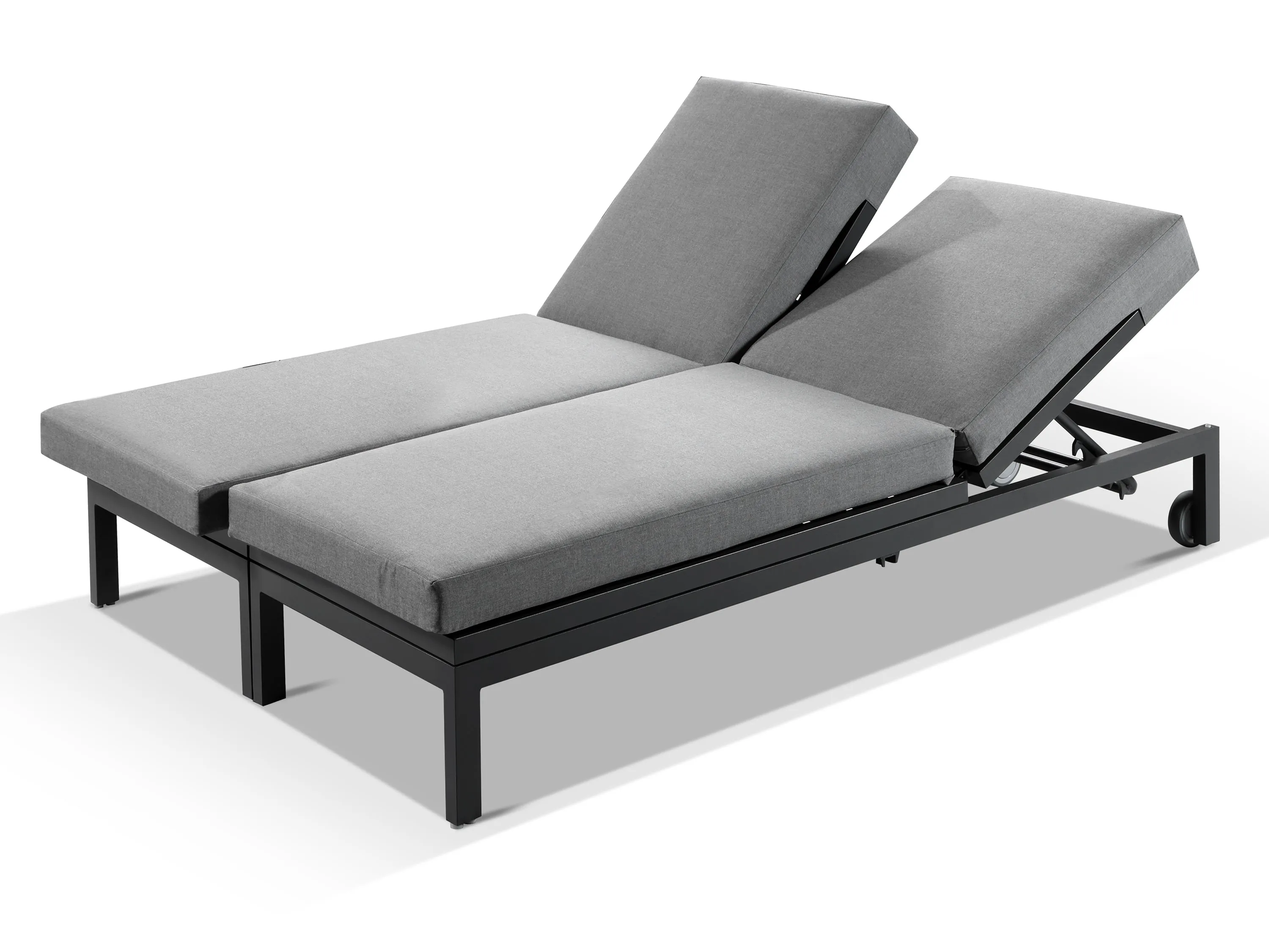 Moderno Sunbrella Grey Fabric Outdoor Sun Lounger Set