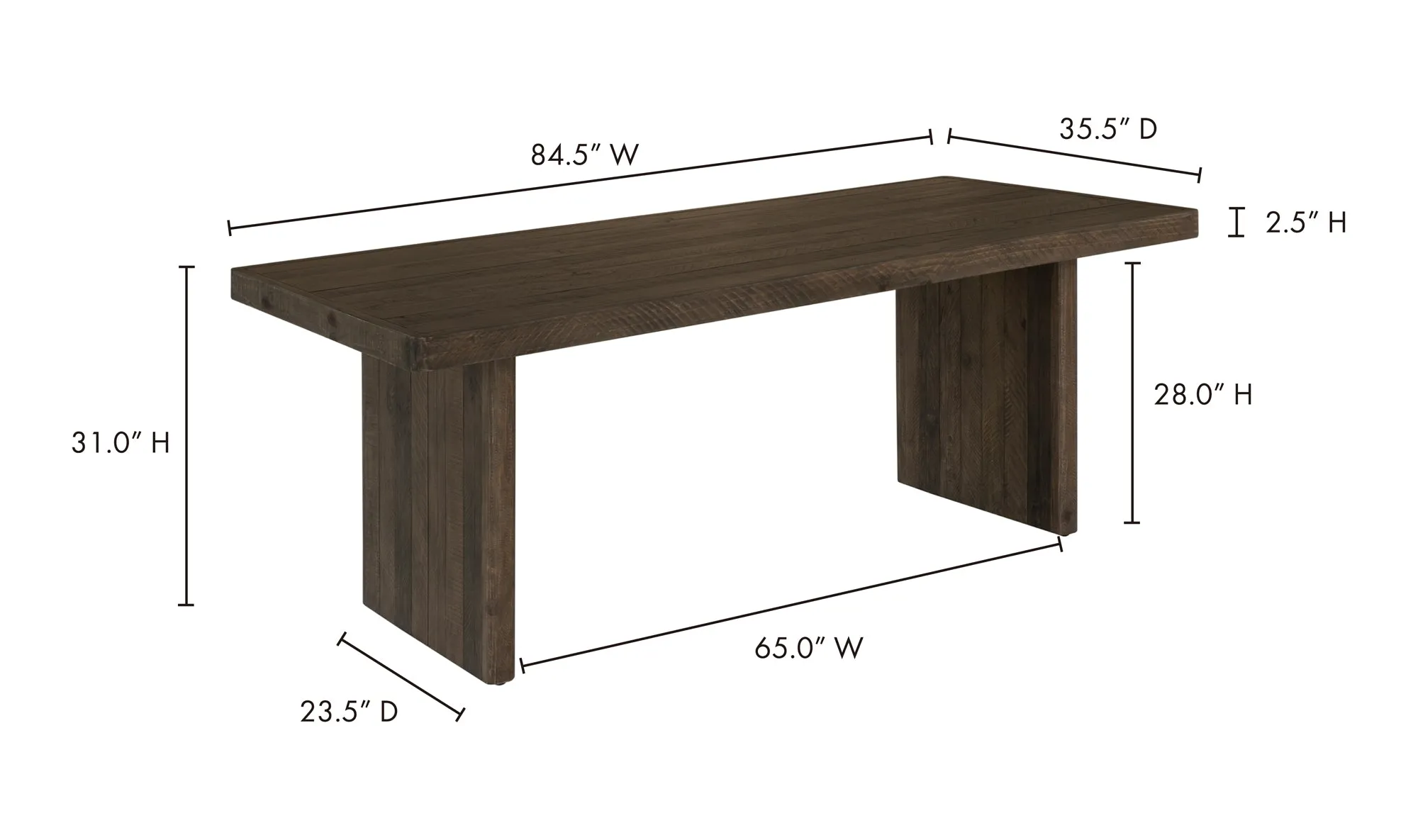 Moe's Home 85" Monterey Dining Table