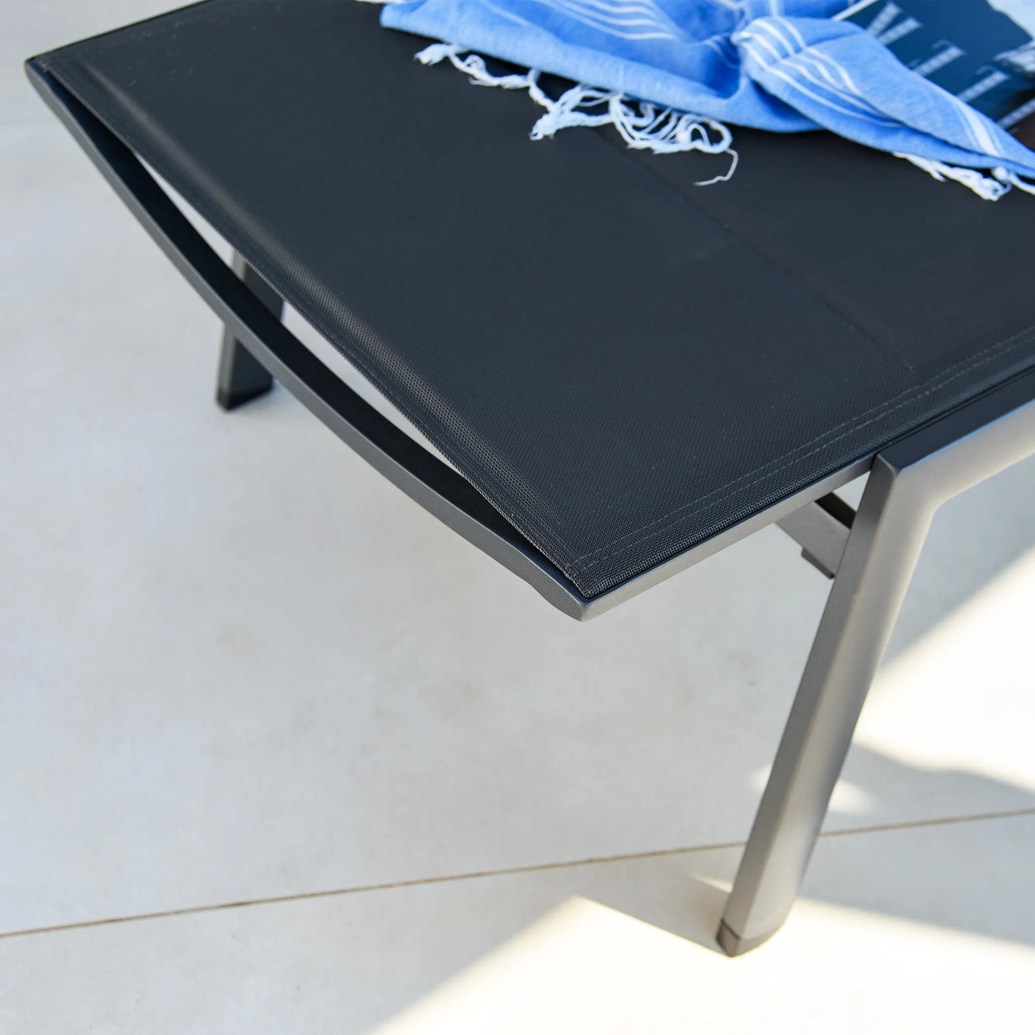 Monaco Padded Sunlounger in Charcoal