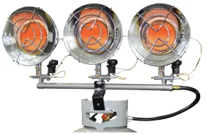 Mr. Heater F242915/F273900 Triple Tank Top Heater, 20 lb Fuel Tank, Propane, 10000 to 45000 Btu, Silver :EA: QUANTITY: 1