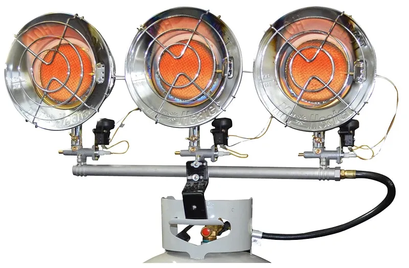 Mr. Heater F242915/F273900 Triple Tank Top Heater, 20 lb Fuel Tank, Propane, 10000 to 45000 Btu, Silver :EA: QUANTITY: 1