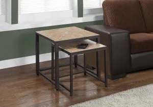 Nesting Table - 2Pcs Set / Terracotta Tile Top / Brown