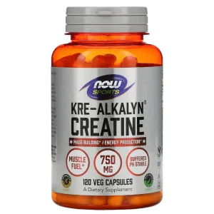 NOW Foods Sports Kre-Alkalyn Creatine 120 Capsules Exp Aug 2027
