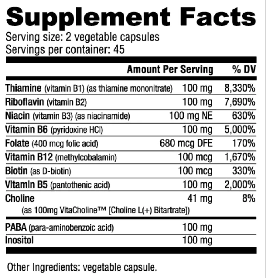 NutraBio- B-100 120 Veggie Capsules
