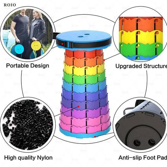Outdoor Foldable Stool Chairs Portable Seat Stool Lounge Camping Retractable Plastic Seat Lightweight Convenient Fishing Chair
