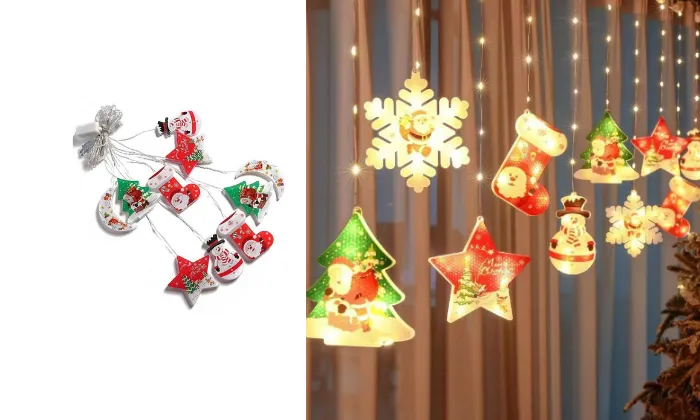 Painted Christmas Curtain Lights