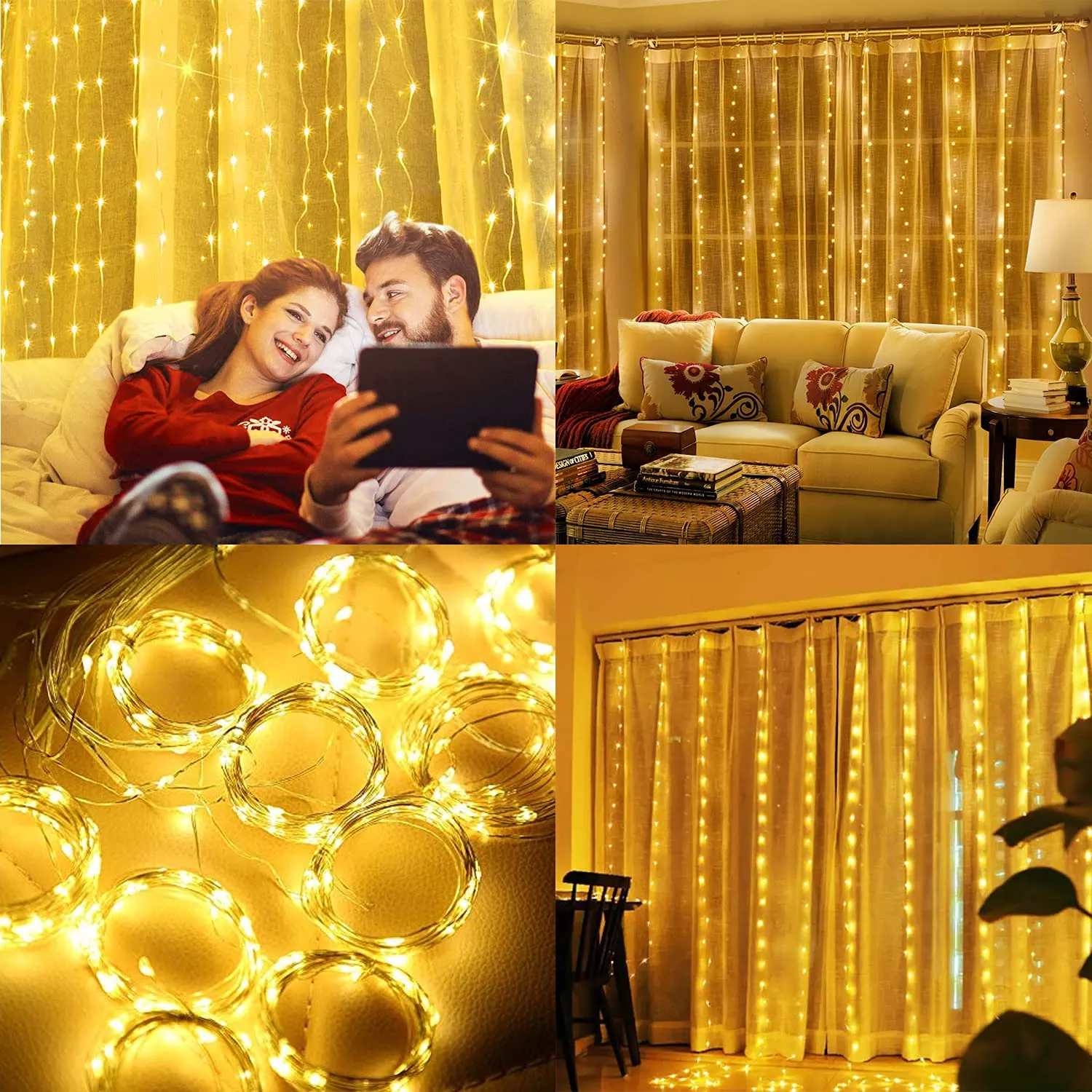 Party Propz Led Lights for Decoration - 300 LED Warm White Colour Curtain Lights for Decoration with Remote Control | 8 Flashing Modes | Fairy Lights for Room Decoration | Window Curtain Lights Home