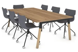 Quadro A Legs Modern Boardroom Table - Wood Legs Cross Beam [2400L x 1200W]