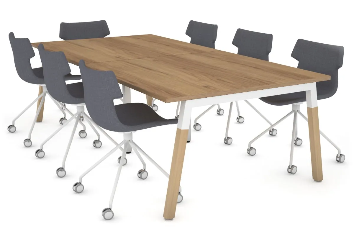 Quadro A Legs Modern Boardroom Table - Wood Legs Cross Beam [2400L x 1200W]