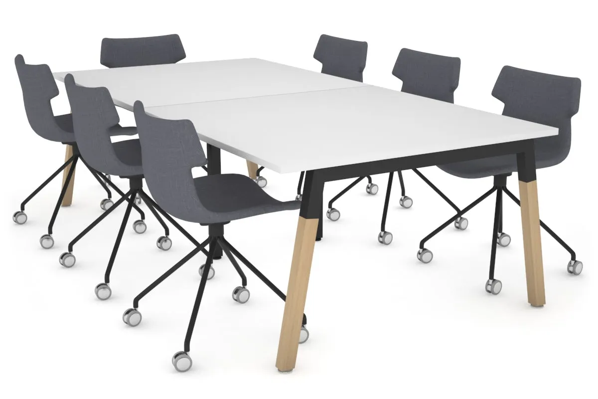 Quadro A Legs Modern Boardroom Table - Wood Legs Cross Beam [2400L x 1200W]