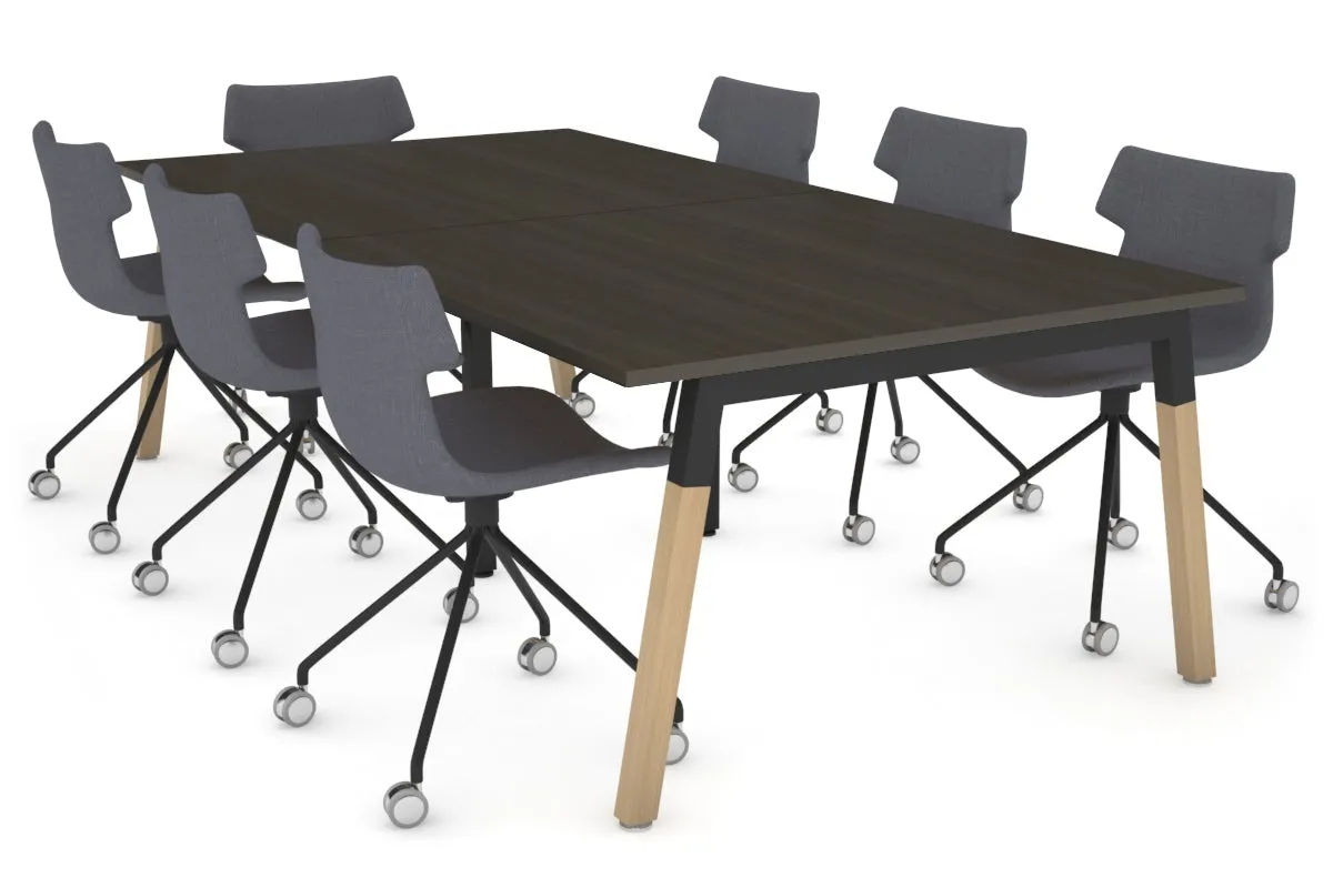 Quadro A Legs Modern Boardroom Table - Wood Legs Cross Beam [2400L x 1200W]