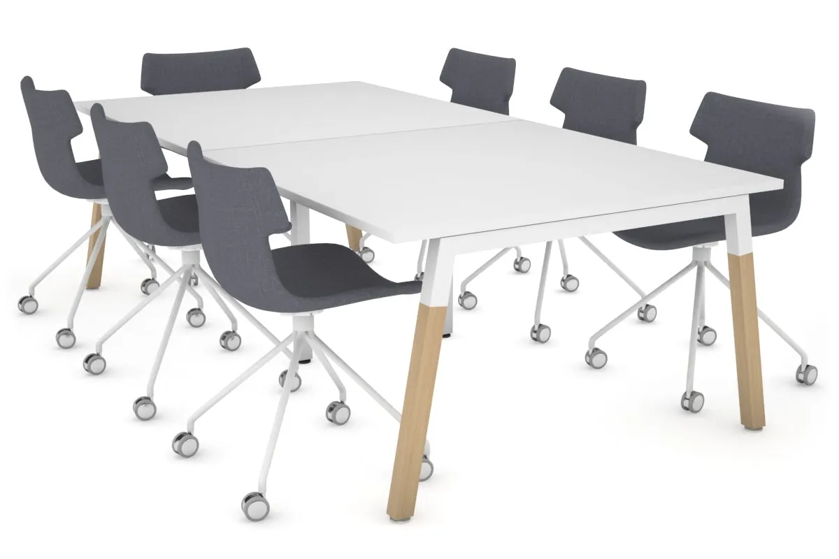 Quadro A Legs Modern Boardroom Table - Wood Legs Cross Beam [2400L x 1200W]