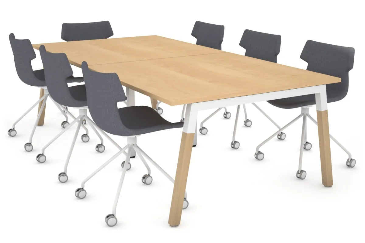 Quadro A Legs Modern Boardroom Table - Wood Legs Cross Beam [2400L x 1200W]